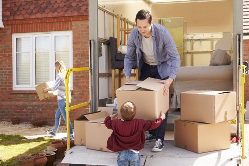 Commercial moving team preparing business relocation in Soho