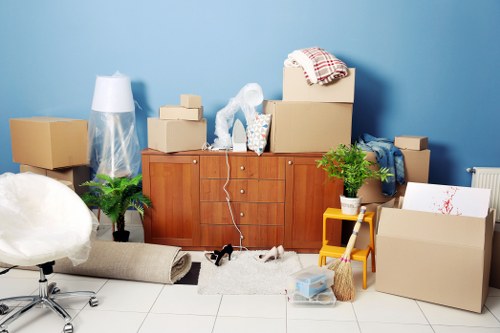 Protective wrapping used for furniture removals in a Soho home