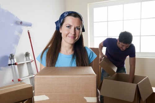 Removal staff reviewing safety checks before a move