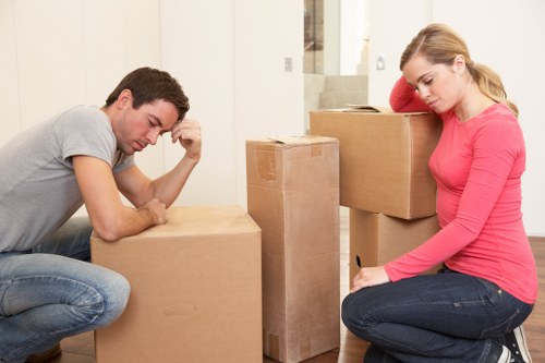 Moving van and boxes during removals in central Soho